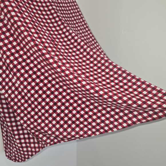 Red White Gingham Tunic Top Size 3X Plus Size V-Neck Popover Blouse Rayon - Picture 5 of 9